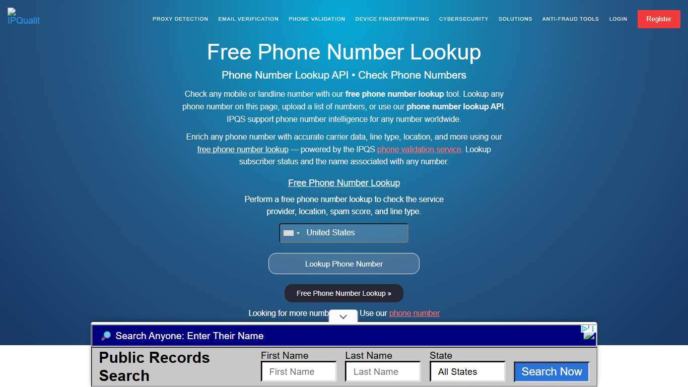 Free Phone Number Lookup Tool Phone Number Lookup API
