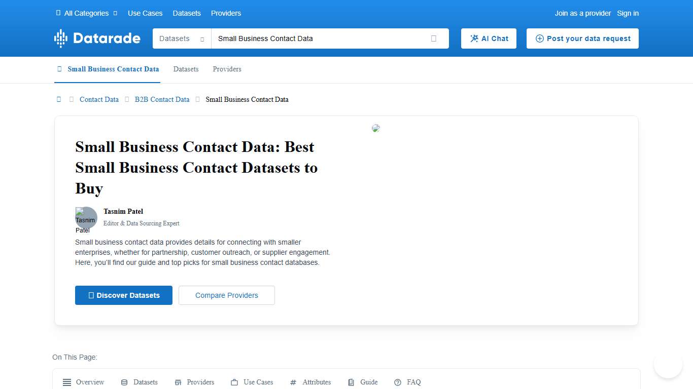 Small Business Contact Data: Best Datasets & Databases to Buy 2026 Datarade